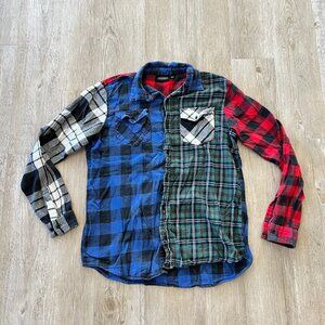 Womens Aaliyah Plaid Flannel Button Up Shirt - L